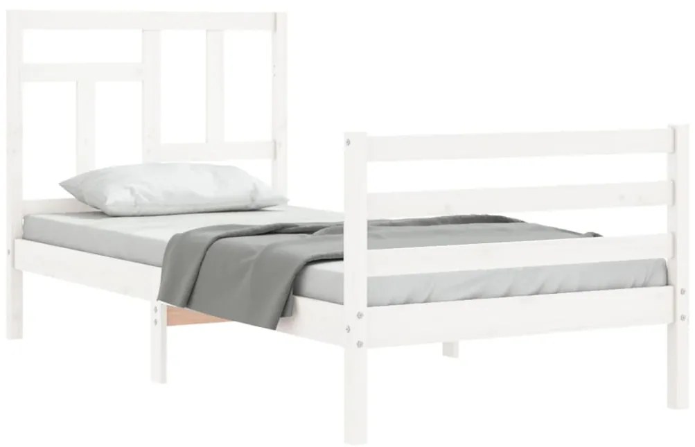 Estrutura de cama com cabeceira 90x200 cm madeira maciça