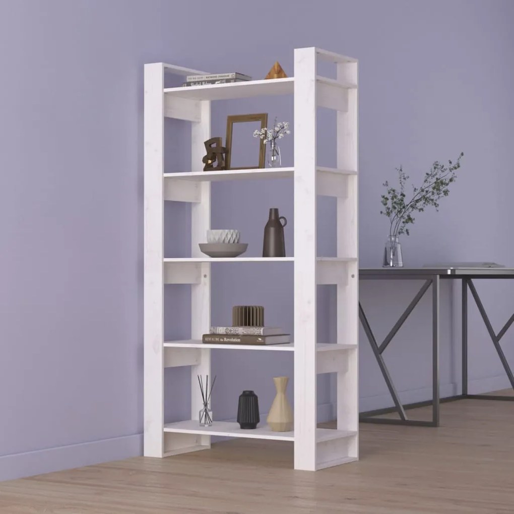 vidaXL Estante/divisória 80x35x160 cm madeira maciça branco