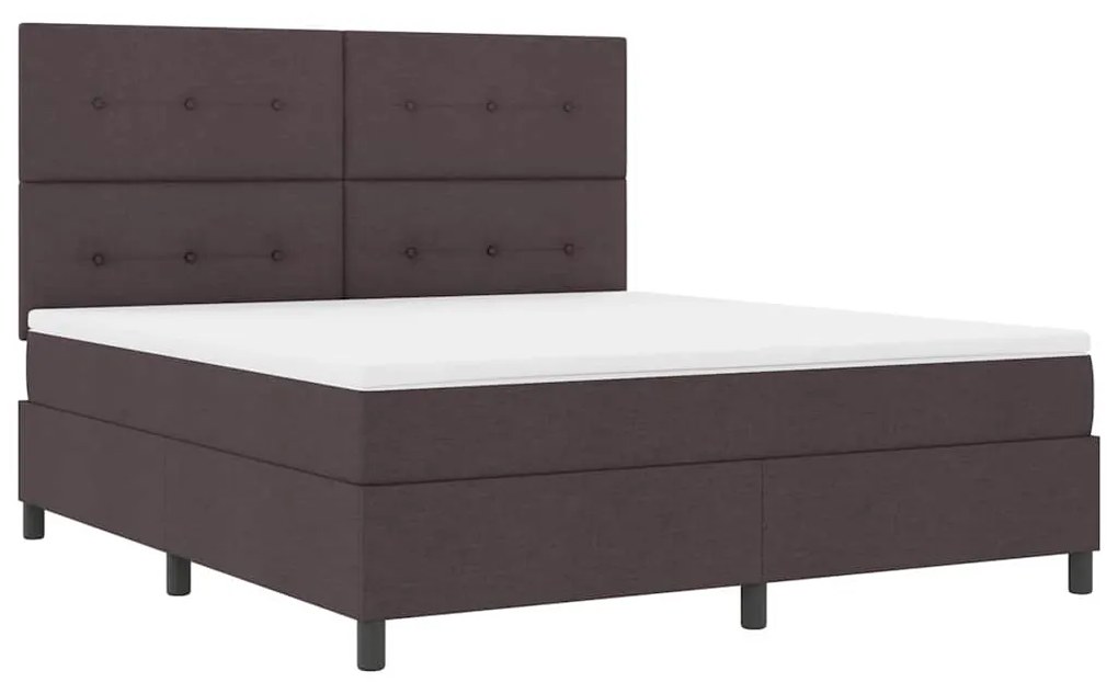 Cama Box Spring com Colchão Castanho Escuro Super King Tecido