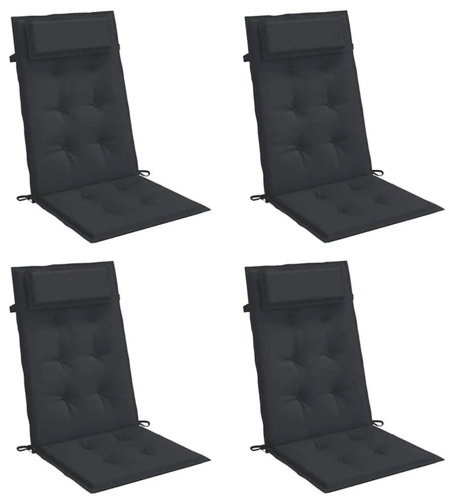 Almofadões p/ cadeira encosto alto 4 pcs tecido oxford preto