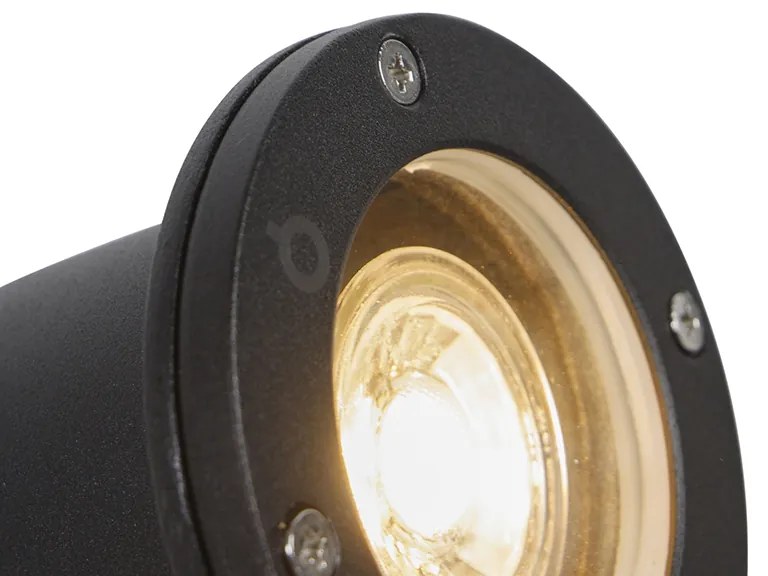 Foco de jardim ajustável preto IP44 com cabo e ficha - Basic Moderno