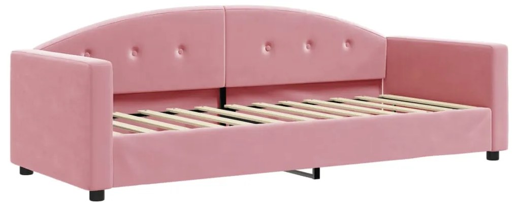 Sofá-cama com gavetão 80x200 cm veludo rosa