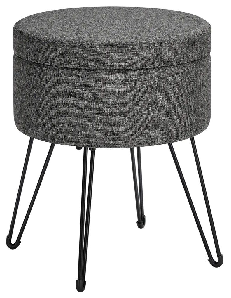 Pufe redondo com espaço de armazenamento | SONGMICS | 37 x 37 x 45 cm | cinzento | LOM002G02.