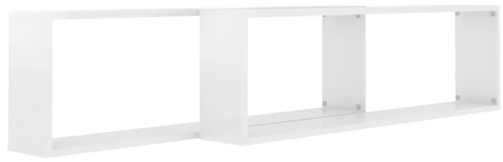 Estantes parede cúbicas 2pcs derivados madeira branco brilhante