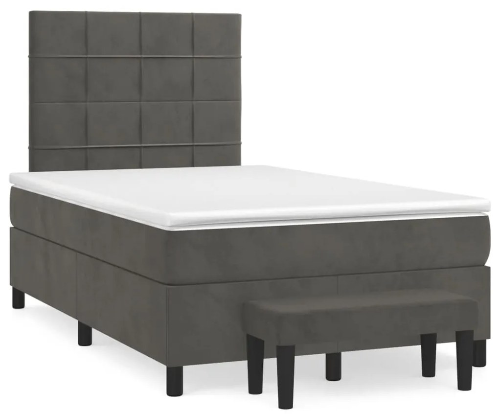 vidaXL Cama boxspring com colchão 120x190 cm veludo cinzento-escuro