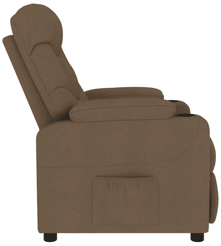 Poltrona de massagens reclinável tecido castanho