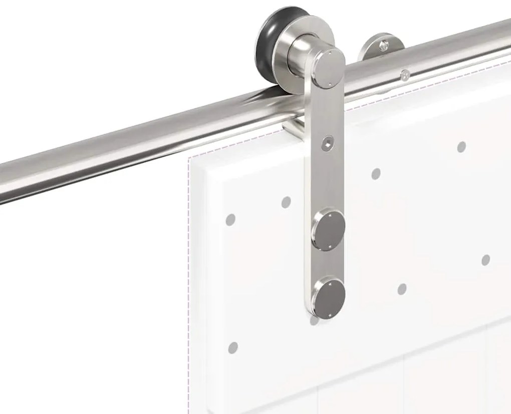 Kit ferragens p/ porta deslizante 200cm aço inoxidável prateado
