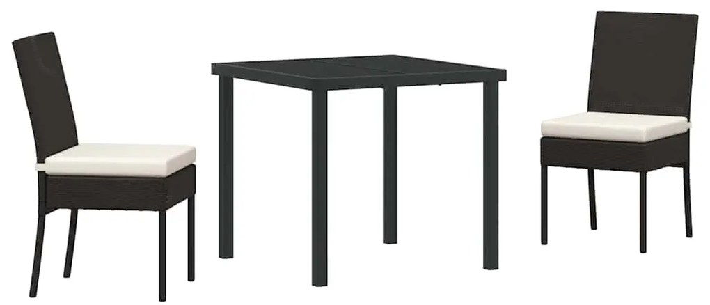 Conjunto de Jantar Jardim 3 Peças em Rattan Sintético Preto