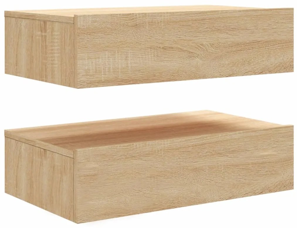 Móveis de TV com luzes LED 2 pcs 60x35x15,5 cm carvalho sonoma