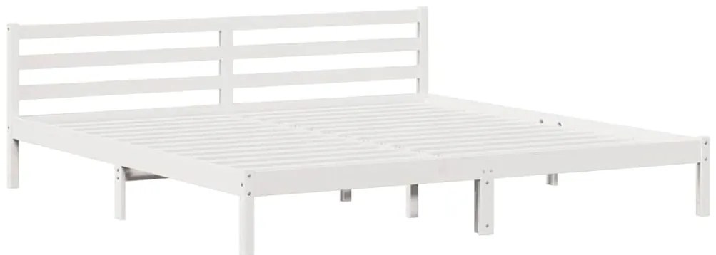 Cama vidaXL com Cabeceira Branca 200x220 cm Madeira Sólida Pinus