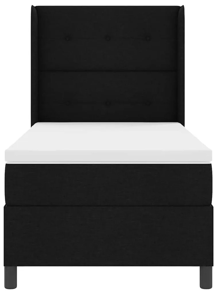 Cama Box com Colchão e LED Preto 100x200 cm Tecido