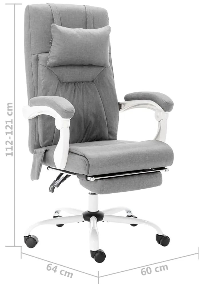 Cadeira de escritório c/ função de massagem tecido cinzento