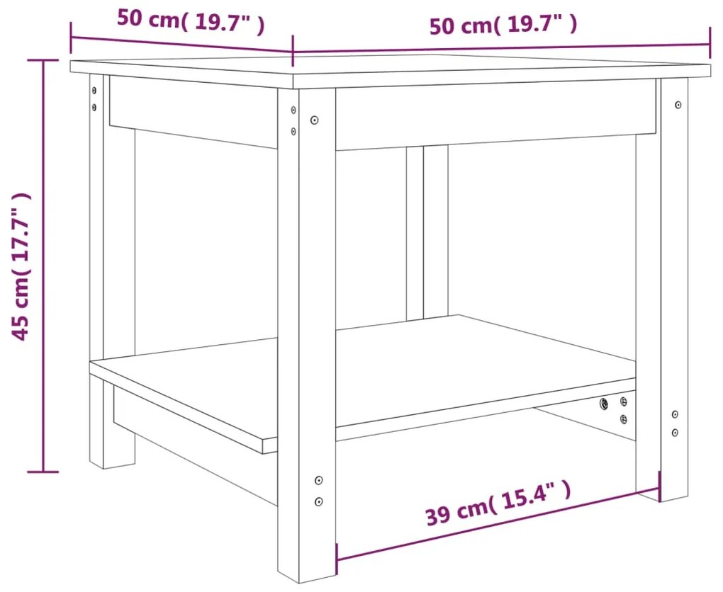 Mesa de centro 50x50x45 cm pinho maciço castanho mel