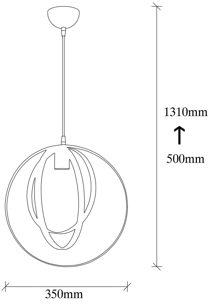 Chandelier Vaveyla – Preto – 35 cm de Diâmetro, 131 cm de Altura