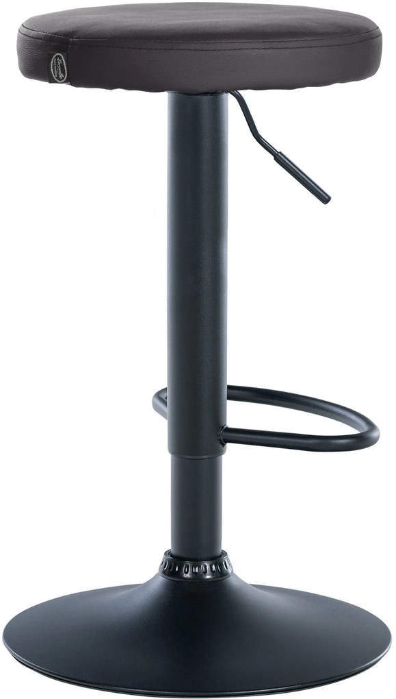 Banco de bar Ponte em couro sintético e com estrutura preta 38,5 x 60-81 x 38,5 cm Preto