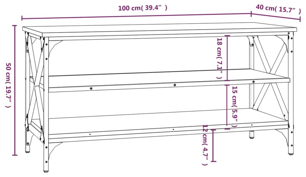 Móvel de TV 100x40x50 cm derivados de madeira cinzento sonoma