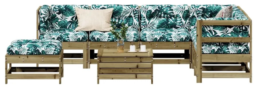 8 pcs conjunto lounge de jardim c/ almofadões pinho impregnado