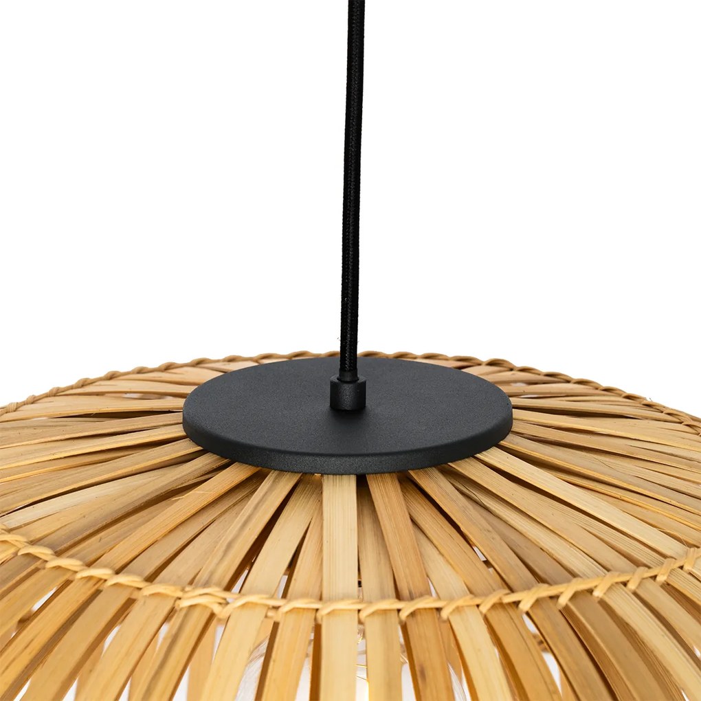 Candeeiro suspenso oriental preto com bambu natural 62 cm - Pua Oriental