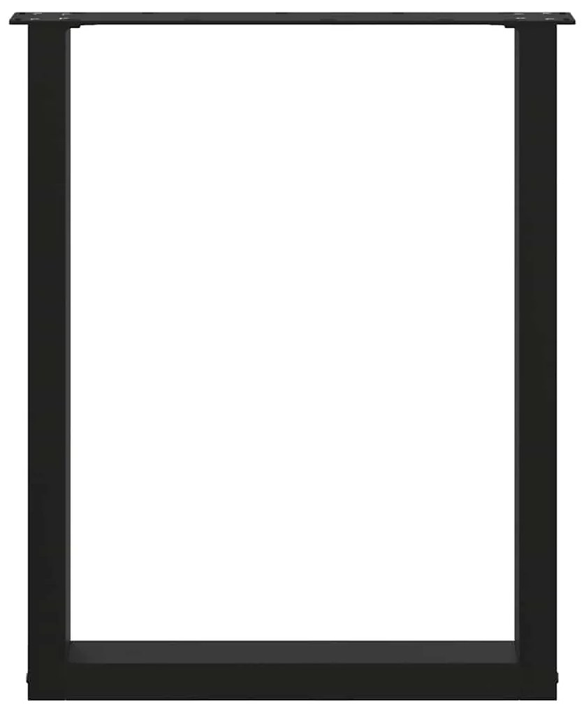 Pés de mesa de jantar em forma de U, 2 peças, preto, 60x(72-73) cm, aç