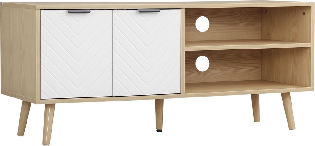 Móvel para televisão até 46 polegadas,110 x 39 x 48,8 cm branco e castanho natural