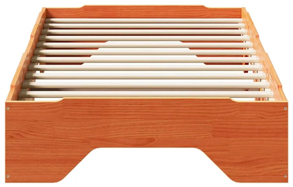 Cama sem colchão empilháveis 75x190 cm madeira castanho-mel