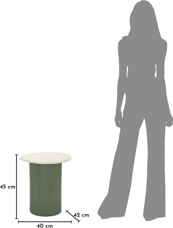 MESA DE APOIO EM MÁRMORE ARTIFICIAL FRANKFURT 40X42X45 CM VERDE E BRANCO