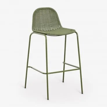 Pack De 2 Bancos Altos Empilháveis Em Rattan Sintético Reiven ↑75 Cm & Verde Azeitona Intenso - Sklum