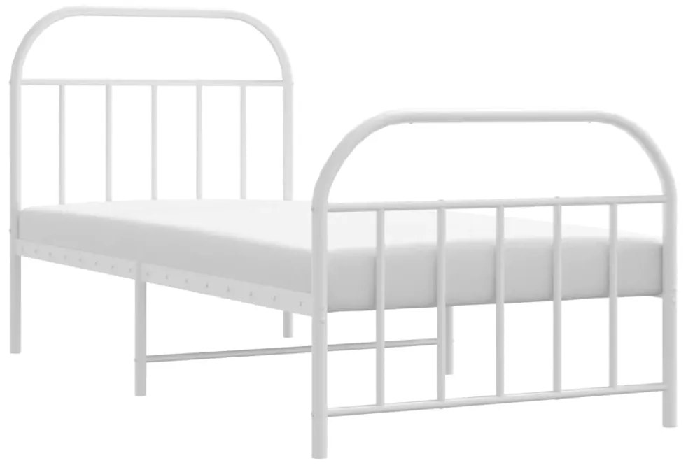 Estrutura de cama com cabeceira e pés 80x200 cm metal branco