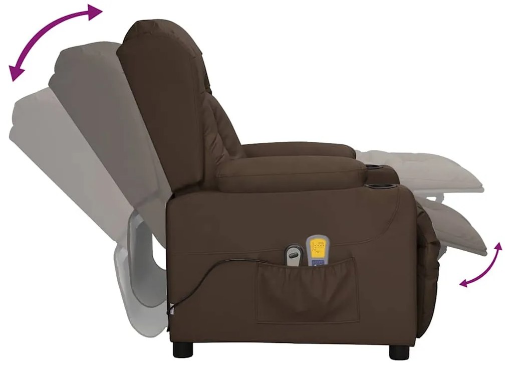 Poltrona de massagens elétrica couro artificial castanho