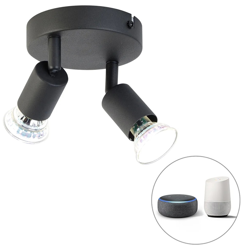 LED Foco inteligente preto inclinável redondo incl. 2 Wifi GU10 - Jeany Moderno