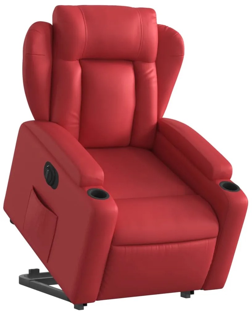 Poltrona reclinável elevatória elétrica couro artif. vermelho