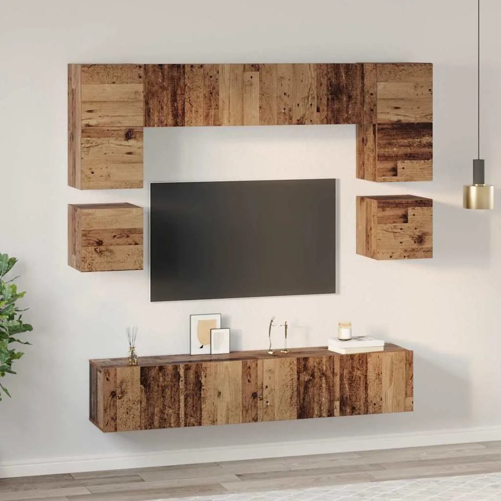 Conjunto de móvel de TV 8 pcs Madeira antiga 80 x 30 x 30 cm