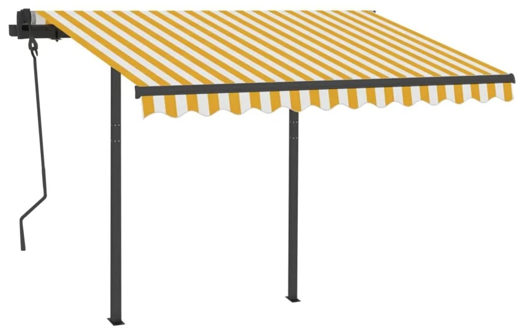 Toldo automático LED e sensor de vento 3x2,5 m amarelo/branco