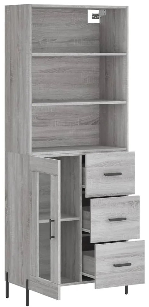 Armário alto 69,5x34x180 cm derivados de madeira sonoma cinza