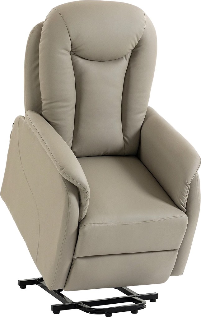 HOMCOM Poltrona Elevatória Elétrica Massagem Vibração e Calor, Poltrona Relax Elétrica em PU, Encosto Reclinável, Cinza | Aosom Portugal