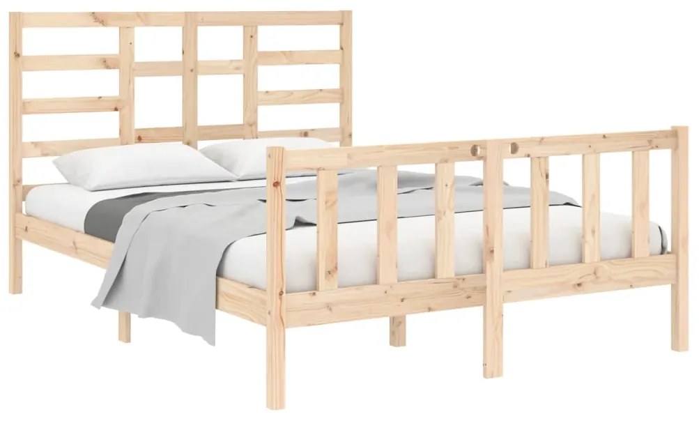 Estrutura de cama dupla 4FT6 135x190 cm madeira maciça