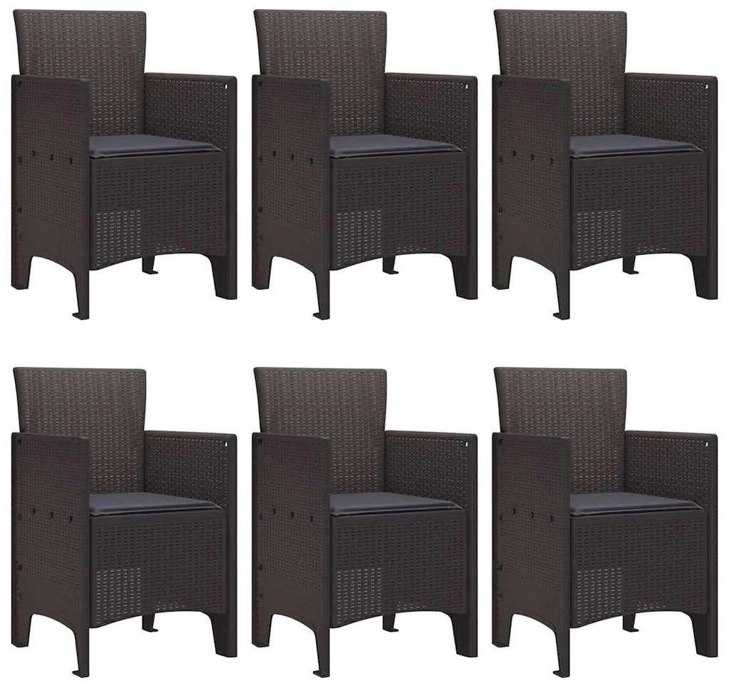 Conjunto de Jantar de Jardim 7 pcs Castanho Ratan PE