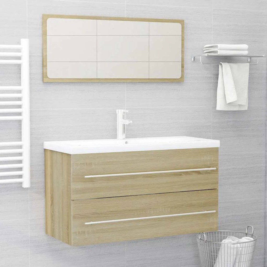 vidaXL 2 pcs conj. móveis casa de banho contrapl. cor carvalho sonoma