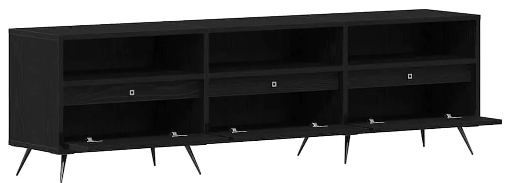 Móvel para TV Preto 150x30x44,5 cm em Madeira Trabalhada