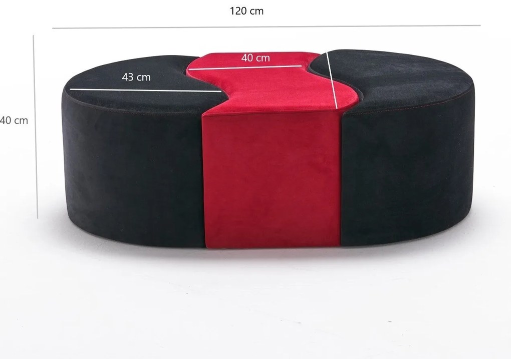 Pouffe Alya Puf – Black Red – 120 cm x 40 cm x 80 cm