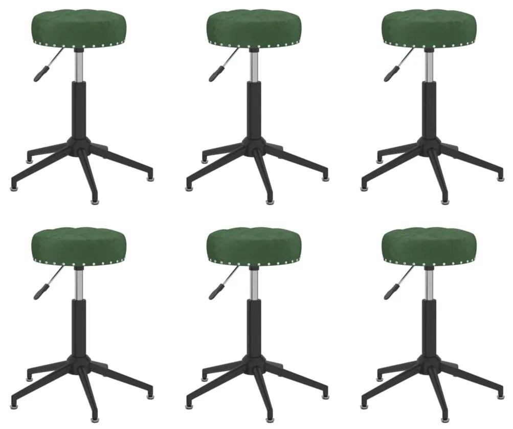 vidaXL Cadeiras de jantar giratórias 6 pcs veludo verde-escuro