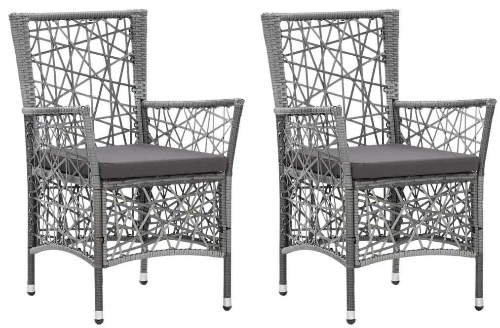 vidaXL Cadeiras de exterior 2 pcs com almofadões vime PE cinzento