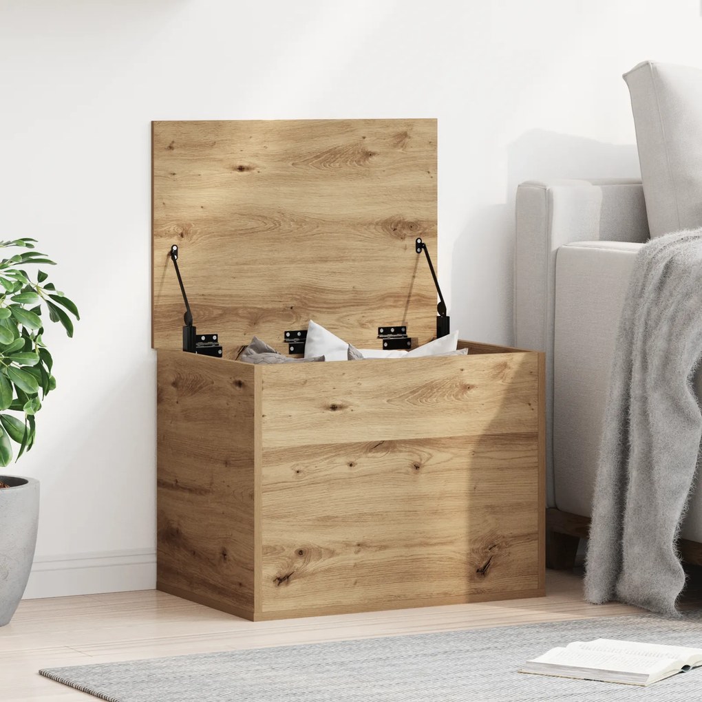 Caixa de Armazenamento vidaXL com Tampa Carvalho Artisan 60x42x46 cm Madeira de Engenharia