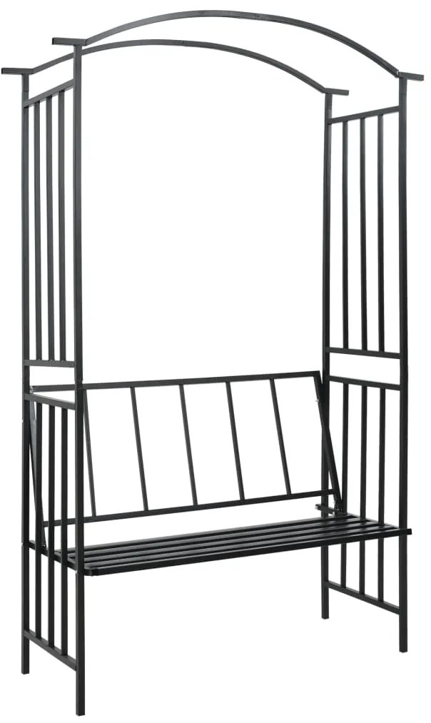 vidaXL Arco de jardim com banco 128x50x207 cm ferro preto