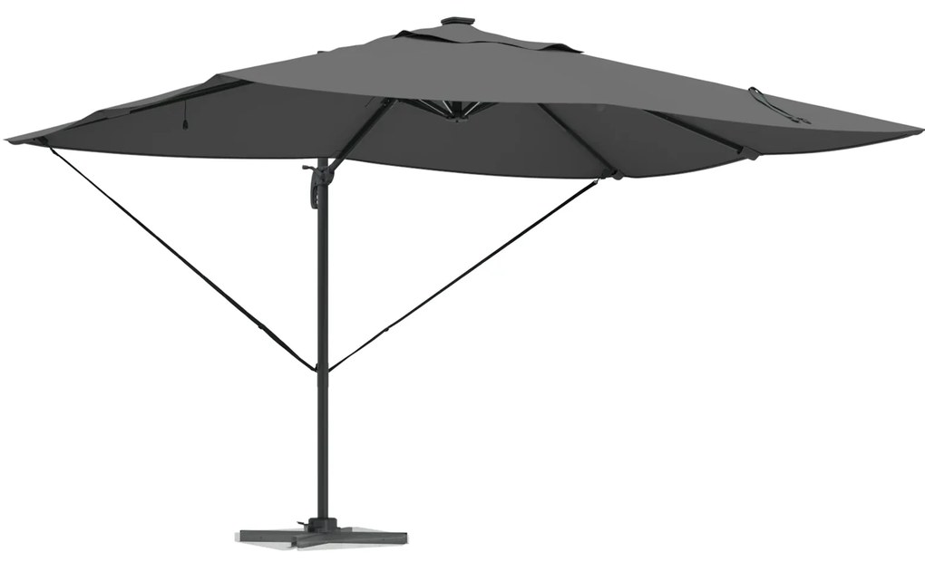 Guarda-sol de braço articulado com LEDs Antracite 352x251x265 cm Alumí