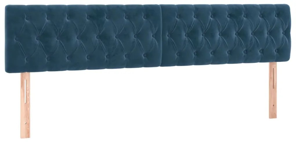 Cabeceira de cama c/ luzes LED veludo 200x7x78/88cm azul-escuro