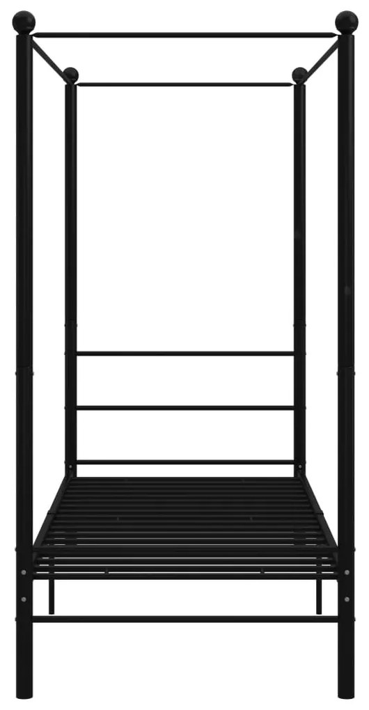 Estrutura de cama com dossel metal preto 90x200 cm