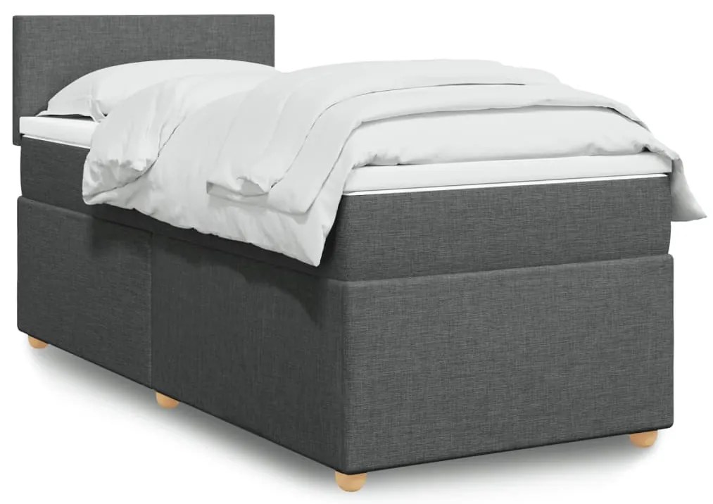 Cama com molas/colchão 90x190 cm tecido cinza-escuro