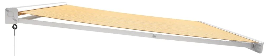 Toldo retrátil 5x3 m tecido e alumínio amarelo e branco