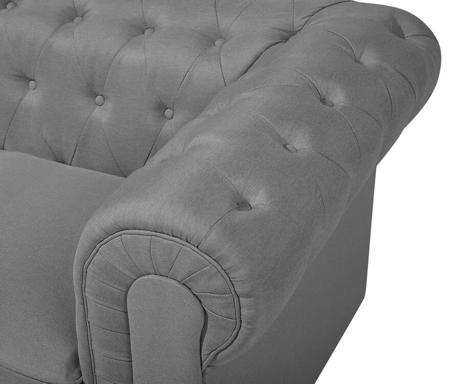 Conjunto de sofás com 4 lugares em tecido cinzento claro CHESTERFIELD BIG Beliani